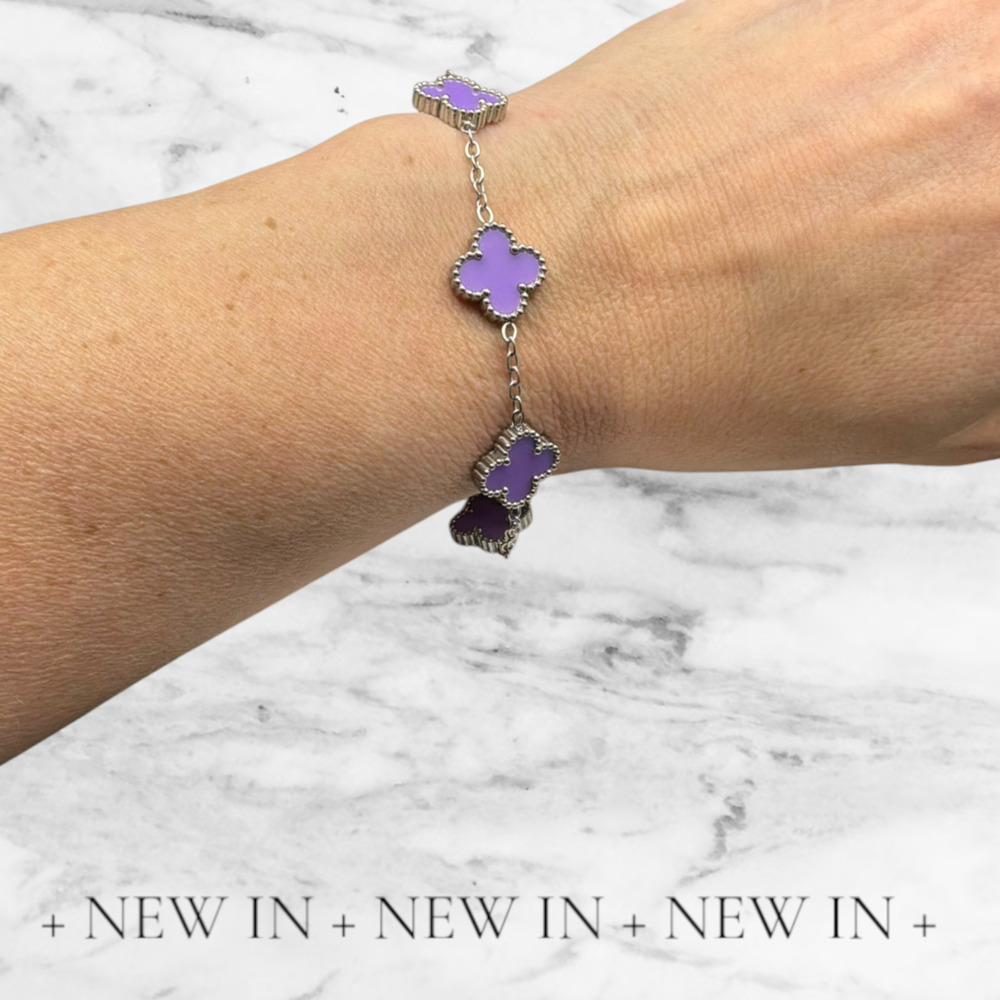 Clover Motif Light Purple Bracelet Stainless Steel
